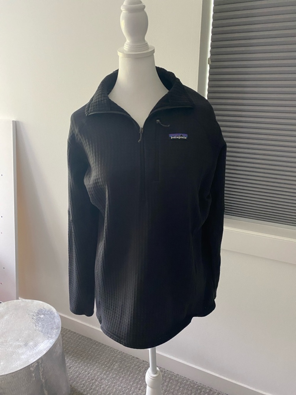 Patagonia Black Quarter-Zip Waffle Fleece Pullover
